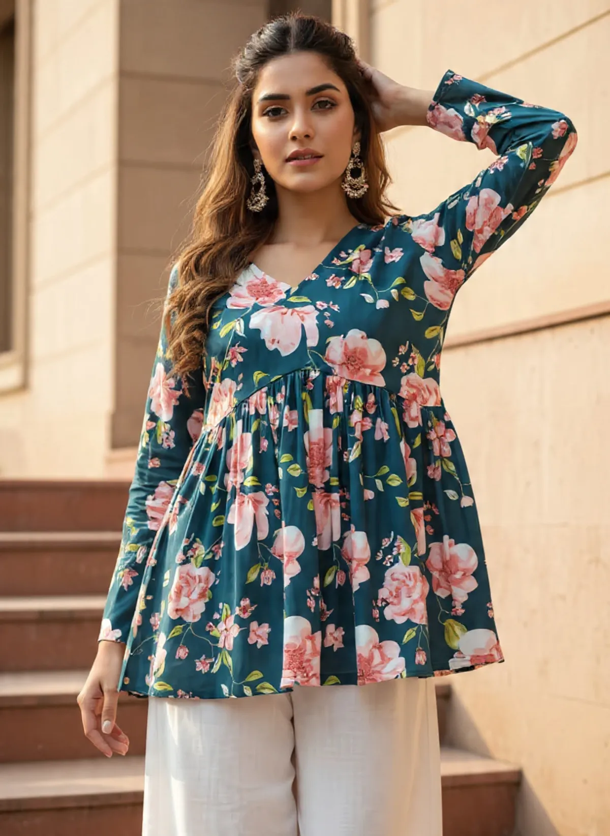 top2 Gvastra Women's Floral Printed Cotton Top | Stylish Casual Wear Top for Women - Image 1