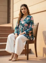 Gvastra Women's Floral Printed Cotton Top | Stylish Casual Wear Top for Women - Image 2